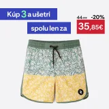 DECATHLON Detské plážové šortky 500 Florastripe kaki 10-11 r (141-150 cm) · záber 1