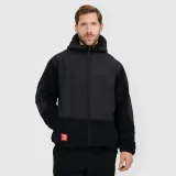 Pánský sherpa loose fleece s kapucí - černý · záber 1