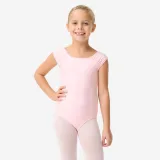 DOMYOS Dievčenský baletný trikot s krátkymi rukávmi ružový 5-6 r (113-122 cm) · záber 1