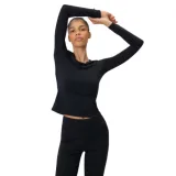 Dámské tréninkové tričko s dlouhým rukávem 4F LONGSLEEVE FNK F501-20S-DEEP BLACK · záber 1