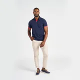 DECATHLON Pánska jachtárska polokošeľa Sailing 100 s krátkym rukávom tmavomodro-červená XS · záber 2
