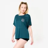 DOMYOS Dámske tričko na moderný tanec s krátkymi rukávmi modrozelené 2XL · záber 1
