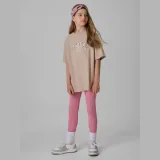 Dívčí oversize tričko s potiskem - béžové · záber 2