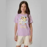 T-shirt regular s potiskem dívčí - fialové · záber 1