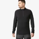 FORCLAZ Pánske turistické tričko MT500 merino dlhý rukáv čierne S · záber 1