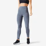 DOMYOS Dámske legíny s vysokým pásom na kardio fitnes sivé melírované XS (W26 L30) · záber 1
