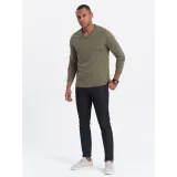 Pánske tričko s dlhým rukávom OMBRE Longsleeve OM-LSBL-0108 V-2 dark olive · záber 4
