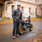 Kožená moto bunda W-TEC Mungelli EVO Farba vintage čierno-hnedá, · záber 5