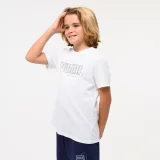 PUMA Detské bavlnené tričko s potlačou biele 5-6 r (116 cm) · záber 1