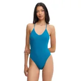 Női egyrészes fürdőruhák NIKE SWIM Swoosh Terry Towelling GREEN ABYSS · záber 1
