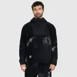 Pánský loose fleece s kapucí - černý · záber 1