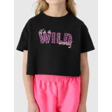 Dievčenské tričko s krátkym rukávom 4F JUNIOR TSHIRT-JWSS24TTSHF1144-20S-DEEP BLACK · záber 4