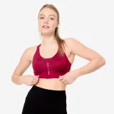DECATHLON Dámska podprsenka na zips s vynikajúcim spevnením čerešňová L · záber 1