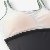 DECATHLON Dámske jednodielne plavky Heva Li čierne a kaki M · záber 2