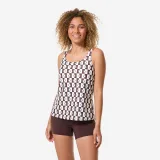 DECATHLON Dámske jednodielne plavky Heva Suna so šortkovým strihom tankini hnedé XL · záber 1