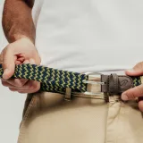 INESIS Pružný opletený golfový opasok tmavomodro-zelený XL-2XL · záber 2