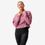 DOMYOS Dámska fitness crop mikina pohodlná a strečová tmavofialová 2XL · záber 1