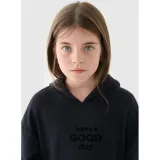 Dívčí mikina s kapucí 4F JUNIOR SWEATSHIRT-JWAW24TSWSF1218-20S-DEEP BLACK · záber 2
