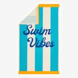 DECATHLON Plážová osuška Swim veľ. L 145 × 85 cm tyrkysovo-biela s potlačou bez · záber 1
