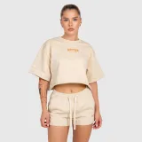 Dámsky crop top Iron Aesthetics Heavy-Terry, béžový · záber 1