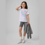 T-shirt regular s potiskem dívčí - bílé · záber 2