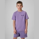 T-shirt regular s potlačou detský 4F JUNIOR x Robert Lewandowski - fialový · záber 2