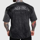 Oversize tričko Iron Aesthetics College, washed black · záber 1