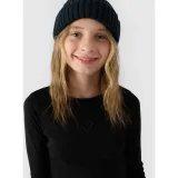 Dívčí tričko s dlouhým rukávem 4F JUNIOR LONGSLEEVE-JWAW24TLONF292-20S-DEEP BLACK · záber 2