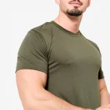 DOMYOS Pánske fitness tričko strih slim kaki S · záber 2