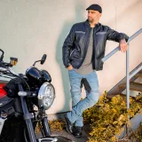 Kožená moto bunda W-TEC Helsin Farba čierno-biela, · záber 2