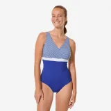 DECATHLON Dámske jednodielne plavky Mina pre väčšie poprsie modré XL · záber 1