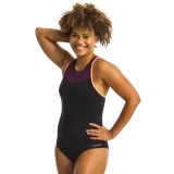 NABAIJI Dámske jednodielne plavky Lena na aquafitness čierno-bordové L-XL · záber 1