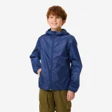QUECHUA Detská nepremokavá turistická bunda MH100 TW tmavomodrá 7-8 r (123-130 cm) · záber 1