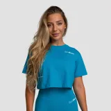 GymBeam Women‘s Limitless Cropped T-shirt Aquamarine - Veličina: XS | Boja: Plava | Težina: 0,108 g | Pakiranje: 130 · záber 1