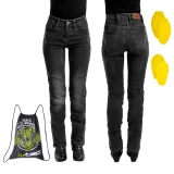 Dámske moto jeansy W-TEC Panimali Farba tmavo modrá, · záber 2