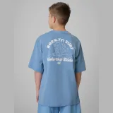Chlapecké loose tričko s potiskem - modré · záber 1