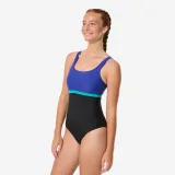 DECATHLON Dámske jednodielne plavky Heva Li čierno-modré XL · záber 1
