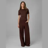 T-shirt slim hladký dámský - hnědý · záber 2