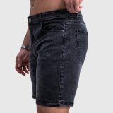 Pánske rifľové kraťasy Iron Aesthetics Denim Stretch, čierne · záber 4