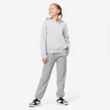 DOMYOS Detské hrejivé tepláky k súprave tmavosivé 10-11 r (141-150 cm) · záber 2