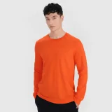 Pánské hladké tričko oversize s dlouhými rukávy - oranžové · záber 1