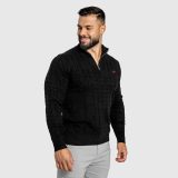 Férfi kötött pulóver Iron Aesthetics Cable Knit, fekete · záber 2