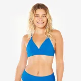 DECATHLON Vrchný diel dámskych plaviek na surfovanie Bea textúrovaný modrý 70B · záber 1