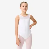 DOMYOS Dievčenský baletný trikot s volánom biely 8-9 r (131-140 cm) · záber 1