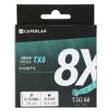 CAPERLAN Spletaná šnúra na prívlač TX8 modrá 130 m 18/100 · záber 2