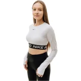 Dámské tréninkové tričko s dlouhým rukávem NIKE PRO DF 365 CROP LS-100 WHITE BLACK · záber 1