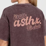 Dámské oversized tričko Iron Aesthetics Fit club, washed burgundy · záber 5