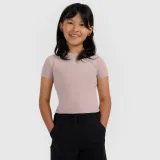 Dívčí slim crop top hladký - hnědý · záber 1
