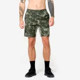 DOMYOS Pánske fitness šortky s vreckami na zips s potlačou kaki zelené M · záber 1