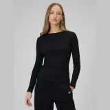 Dámský slim longsleeve z žebrovaného úpletu - černý · záber 1